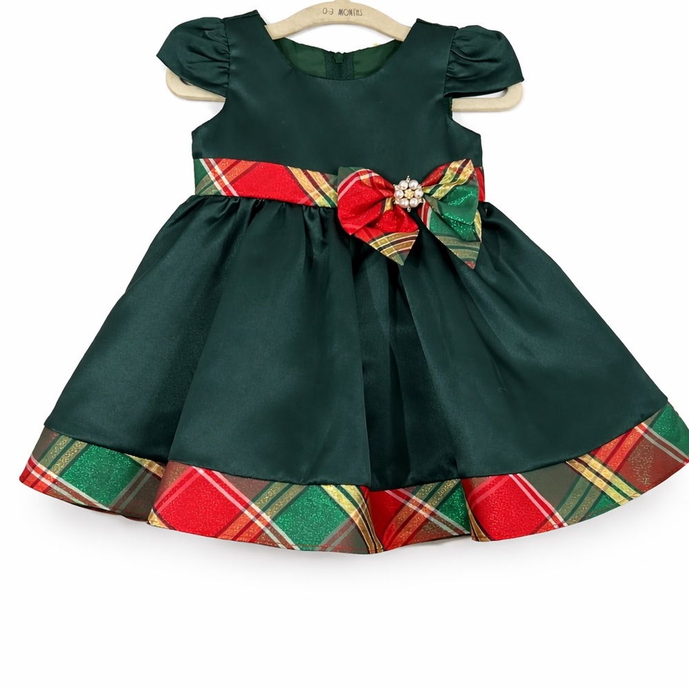 Rare Editions Green Plaid Formal Dress